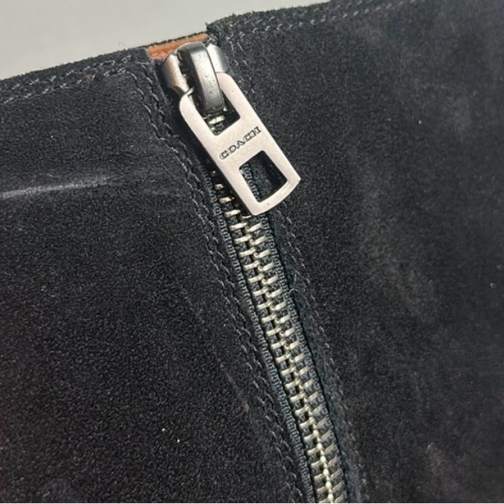 Coach Black Suede Knee-High Heeled Boots - Picture 6 of 8